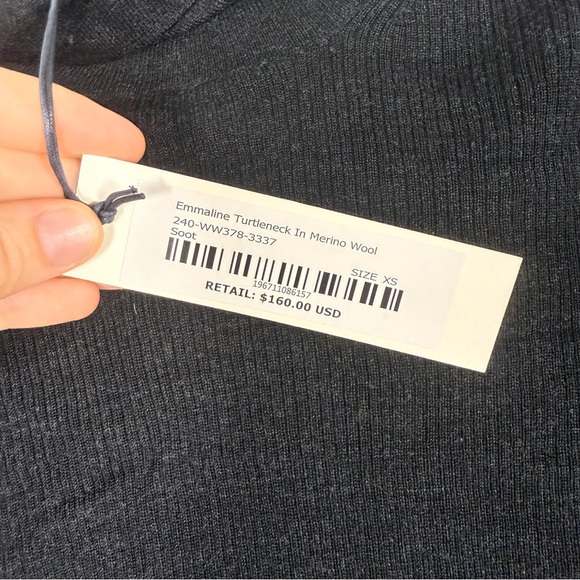 Alex Mill Emmaline Turtleneck Top Thin Ribbed Soot Black XS‎ - Picture 6 of 7
